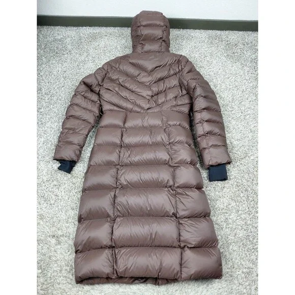 Quince Responsible Down Puffer Maxi Coat Jacket Womens Small Brown Long NO BELT - Picture 2 of 7